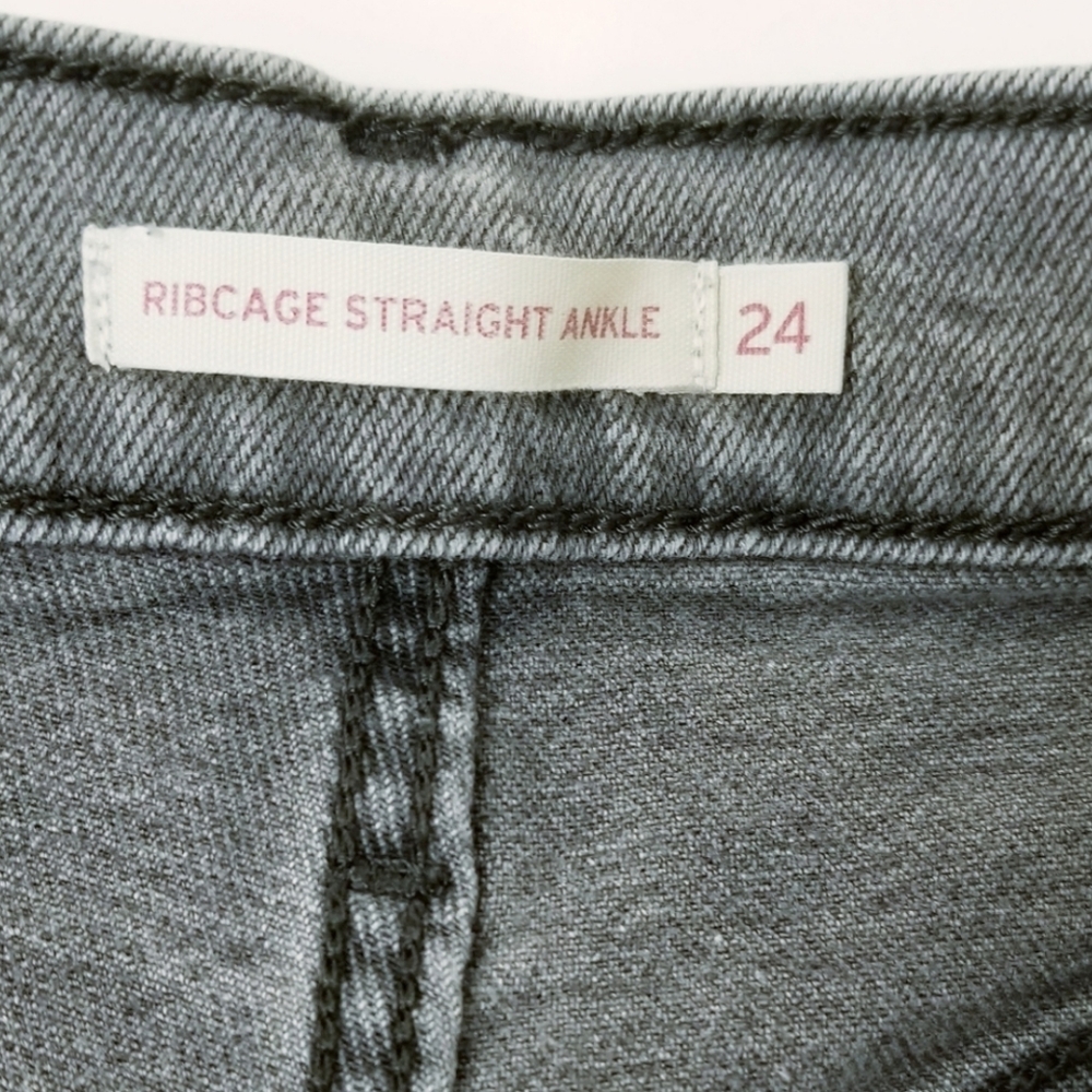 LEVI'S Ribcage Straight Ankle Gray Buttonfly High Rise Jeans - Picture 8 of 12